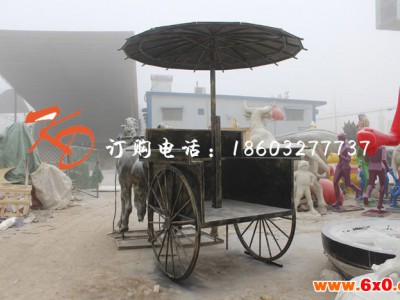 广东康大雕塑定制 家居风水 铜马车 小牛拉车