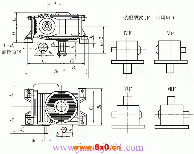KW型锥面包络圆柱蜗杆减速机（JB-T5559-91）