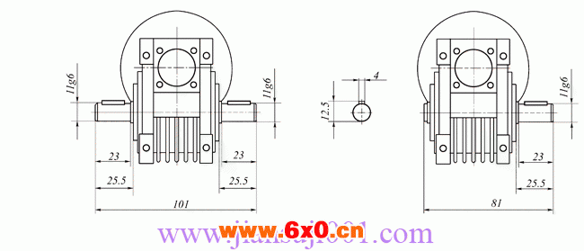 WWJ系列蜗杆减速器(WWJ025型尺寸图)