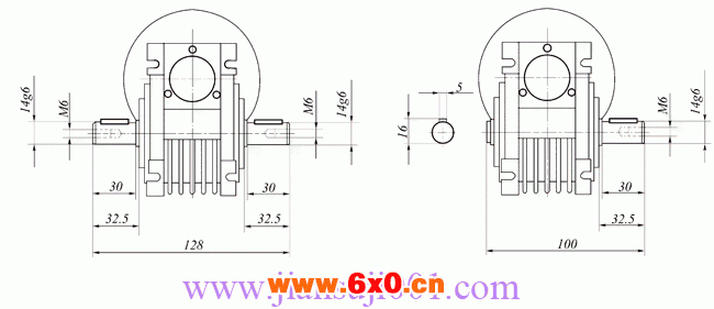 WWJ系列蜗杆减速器(WWJ030型尺寸图)