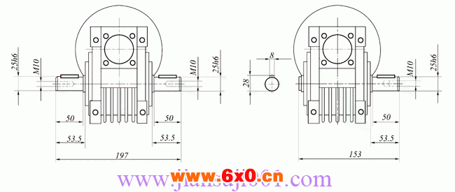 WWJ系列蜗杆减速器(WWJ050型尺寸图)