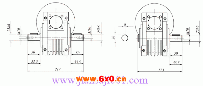 WWJ系列蜗杆减速器(WWJ063型尺寸图)