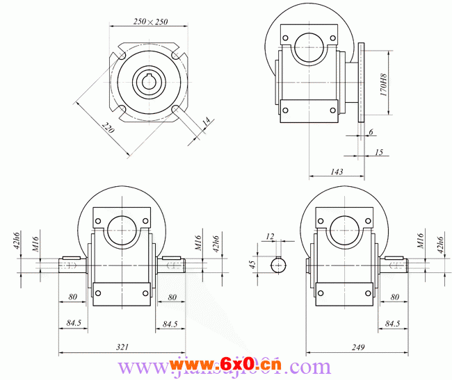 WWJ系列蜗杆减速器(WWJ110型尺寸图)