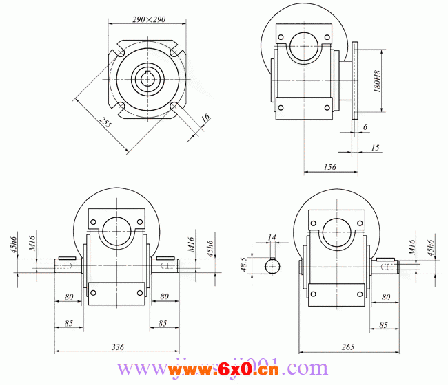 WWJ系列蜗杆减速器(WWJ130型尺寸图)