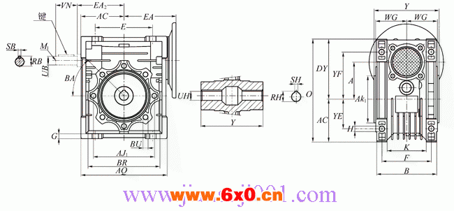 JRSTD（B）系列多置式蜗杆减速机安装尺寸