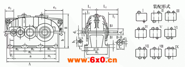 ZSY、ZSZ圆柱齿轮减速机的外形、装配型式及其安装尺寸(JB/T8853-2001)