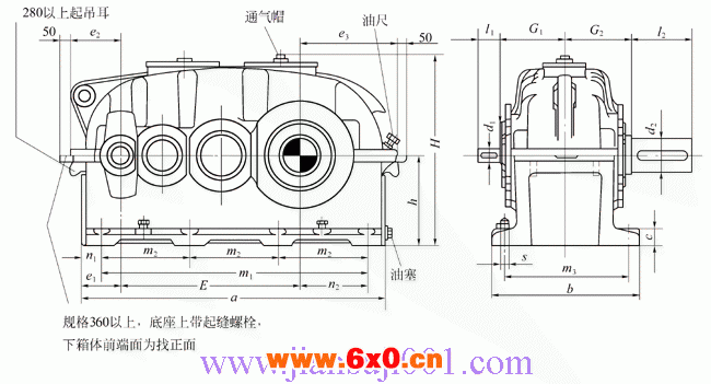 SDN型圆柱齿轮减速机外形及安装尺寸