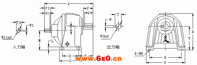 CHD型：卧式双轴型齿轮减速机的外型尺寸图