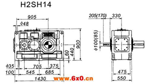 H2SH系列外型及安装尺寸图