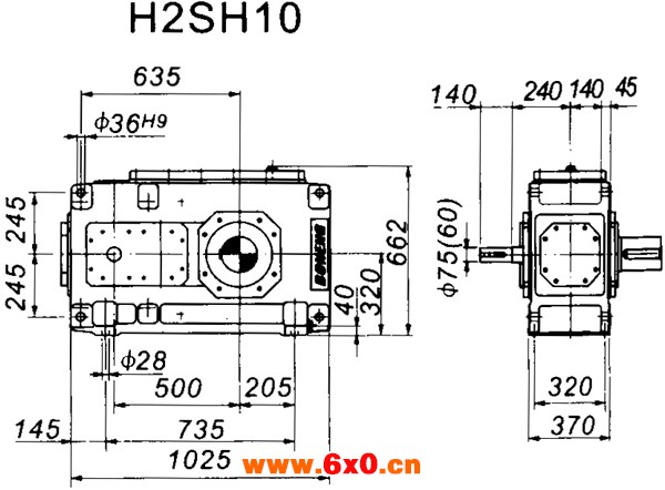 H2SH系列外型及安装尺寸图