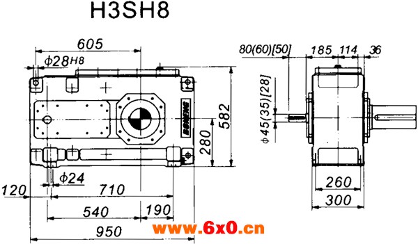 H3SH系列外型及安装尺寸图