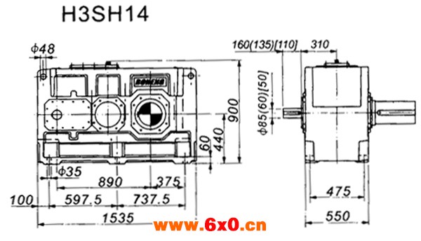 H3SH系列外型及安装尺寸图