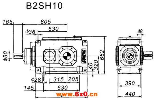 B2SH系列外型及安装尺寸图