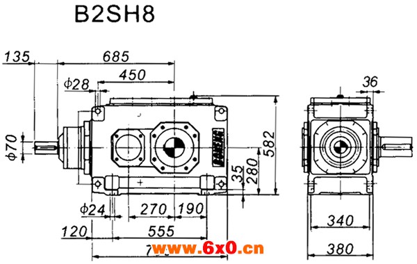 B2SH系列外型及安装尺寸图