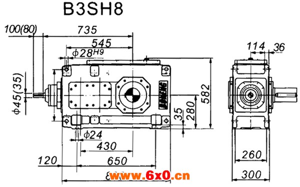 B3SH系列外型及安装尺寸图