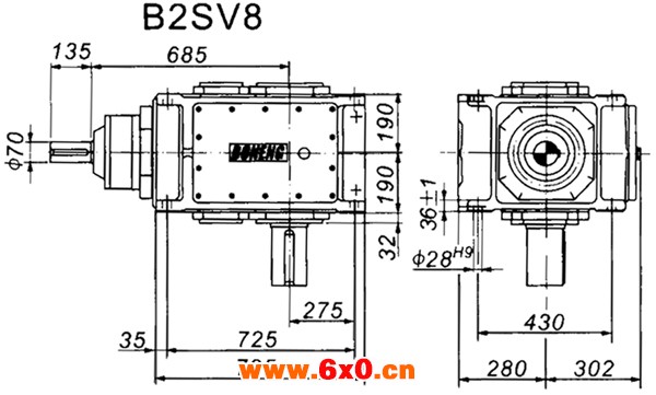 B2SV系列外型及安装尺寸图