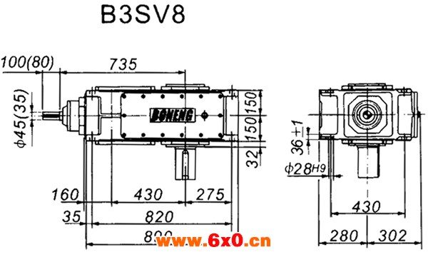 B3SV系列外型及安装尺寸图