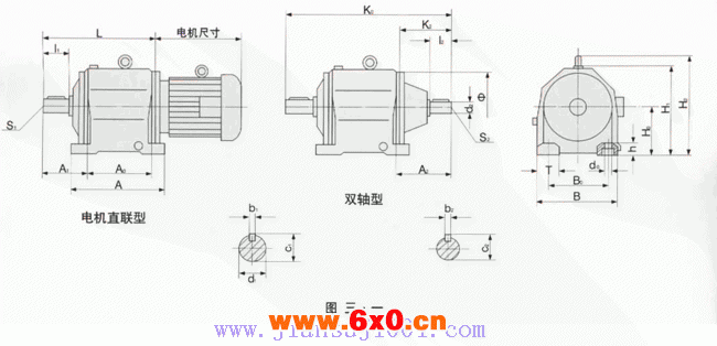 TA-L、TA-S型齿轮减速器外形及安装尺寸