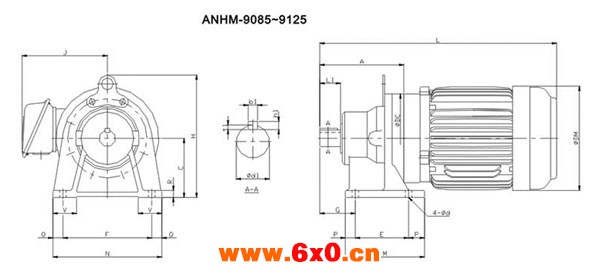 ADC系列摆线减速机尺寸图表ANHM-9085～9125