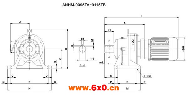 ADC系列摆线减速机尺寸图表ANHM-9095～9115TB