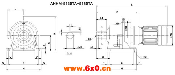 ADC系列摆线减速机尺寸图表AHHM-9135～9185TA 