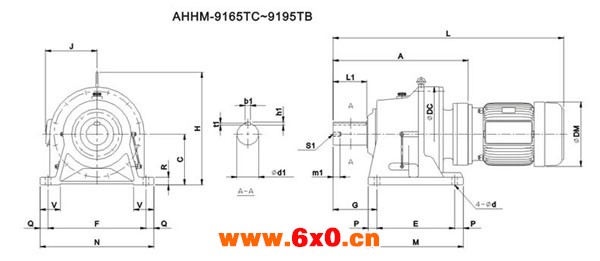 ADC系列摆线减速机尺寸图表AHHM-9165TC～9195TB