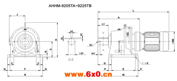 ADC系列摆线减速机尺寸图表AHHM-9205TA～9225TB