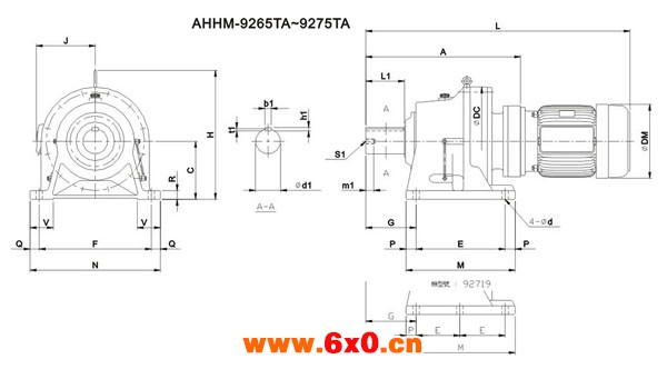 ADC系列摆线减速机尺寸图表AHHM-9265TA～9275TA  