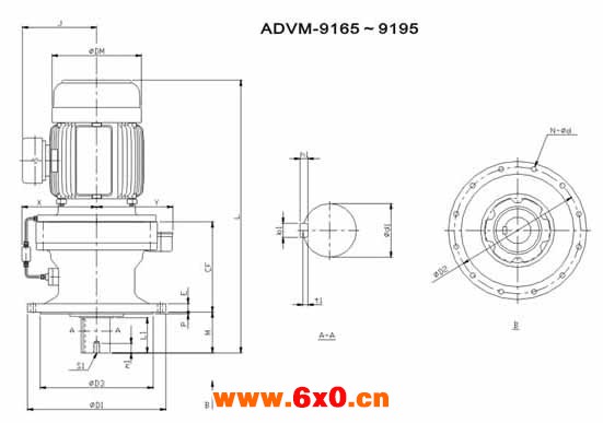 ADC系列摆线减速机尺寸图表ADVM-9165～9195