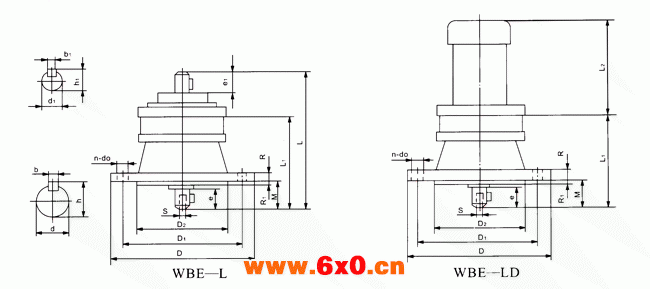 WBL、WBLD型立式单级微型摆线针轮减速机外型及安装尺寸