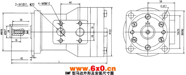 BMF型摆线液压马达外形及安装尺寸