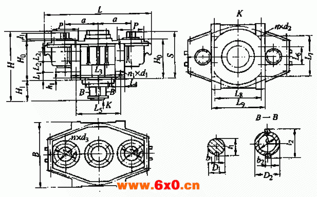 ZZRH型二环减速器外形尺寸(JB－T10299-2001)