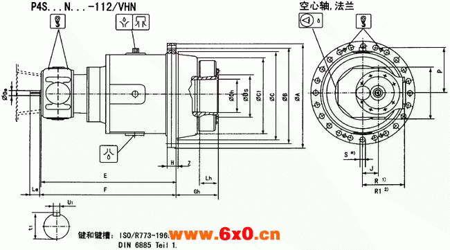 P4S…N…-112/VHN空心轴，法兰安装外形尺寸