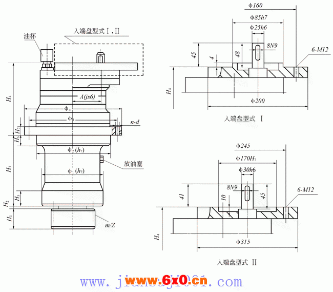 XJL-25、XJL-40、XJL-63、XJL-80、XJL-100、XJL-160、XJL-250行星齿轮减速机外型及安装尺寸