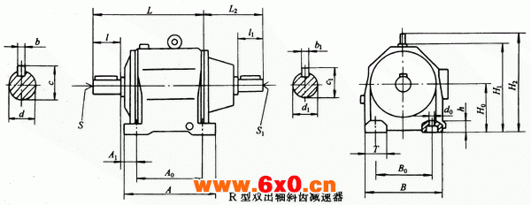 R42……系列带双出轴斜齿硬齿面减速机外形及安装尺寸