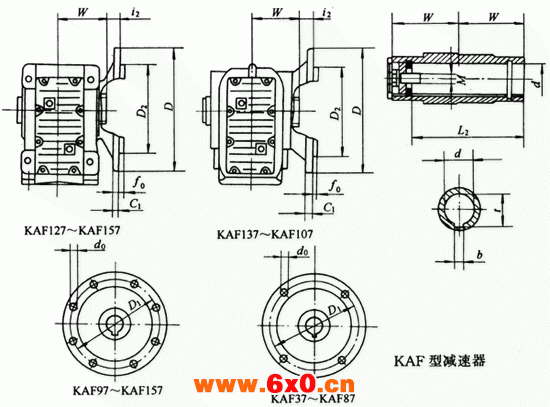 KAF37……系列螺旋锥齿轮减速机外形及安装尺寸