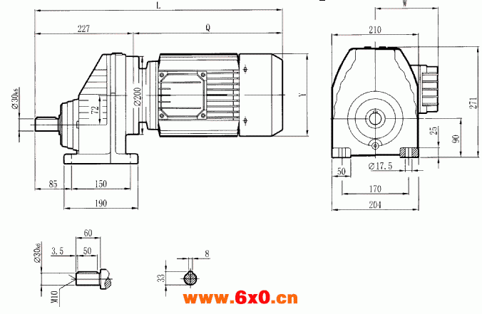 RCX77..型硬齿轮减速机安装尺寸图