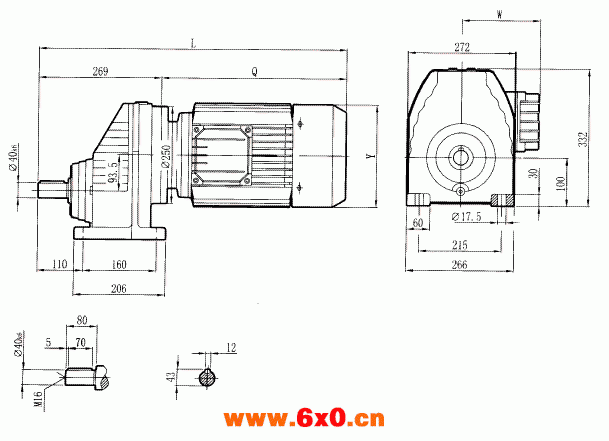 RCX87..型硬齿轮减速机安装尺寸图