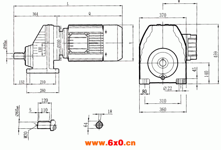 RCX107..型硬齿轮减速机安装尺寸图