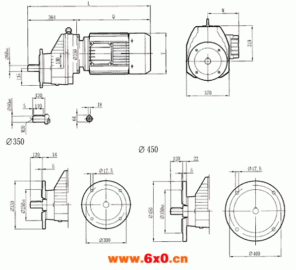 RCXF107..型硬齿轮减速机安装尺寸图