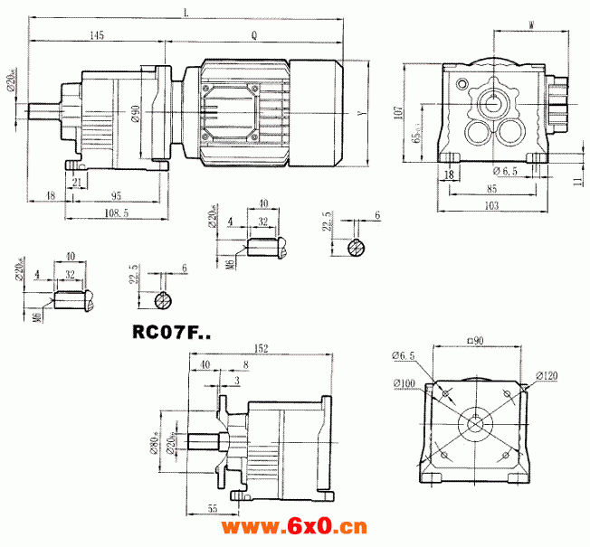 RCX07..型硬齿轮减速机安装尺寸图