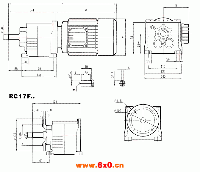 RC17..型硬齿轮减速机安装尺寸图