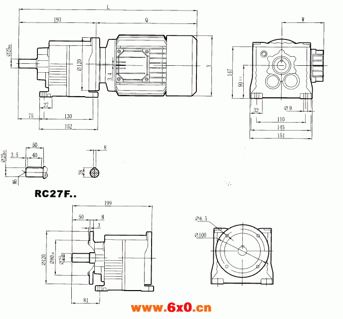 RC27..型硬齿轮减速机安装尺寸图