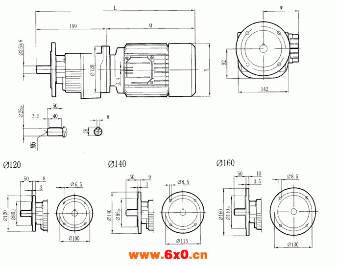 RCF27..型硬齿轮减速机安装尺寸图