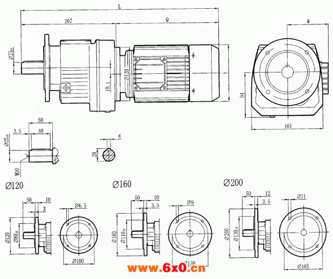 RCF37..型硬齿轮减速机安装尺寸图