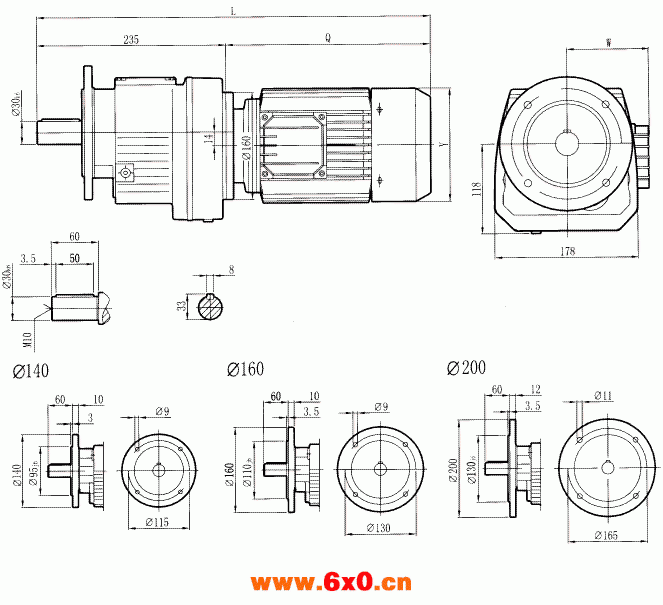 RCF47..型硬齿轮减速机安装尺寸图