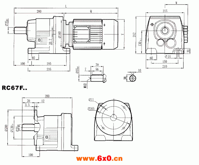 RC67..型硬齿轮减速机安装尺寸图