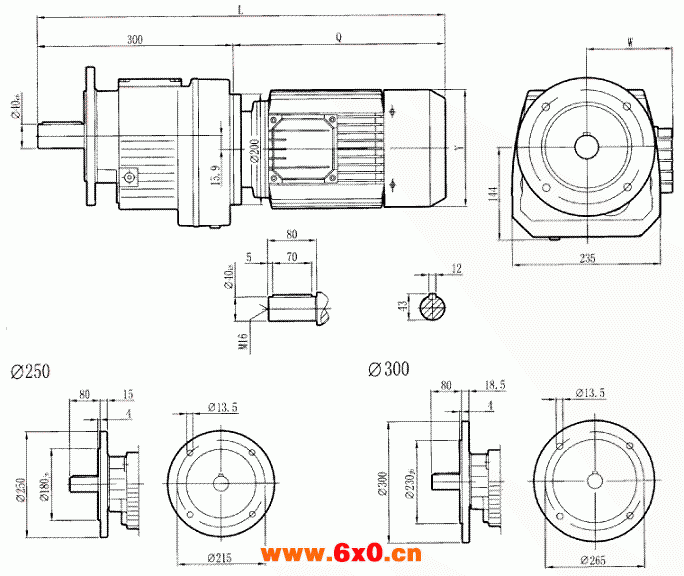 RCF77..型硬齿轮减速机安装尺寸图