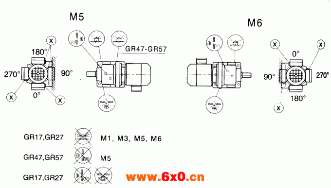 GR17-GR167斜齿轮减速电机安装示例图