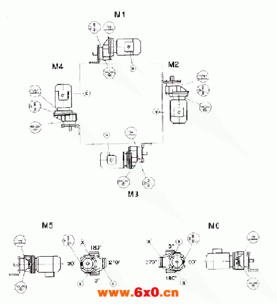 GRX57-GR107斜齿轮减速电机安装形式示例图